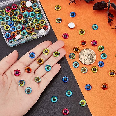 Luminous Eye Printed Glass Cabochons GGLA-PH0001-22A-1