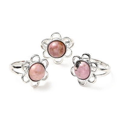 Natural Rhodochrosite Adjustable Rings RJEW-P043-01P-24-1