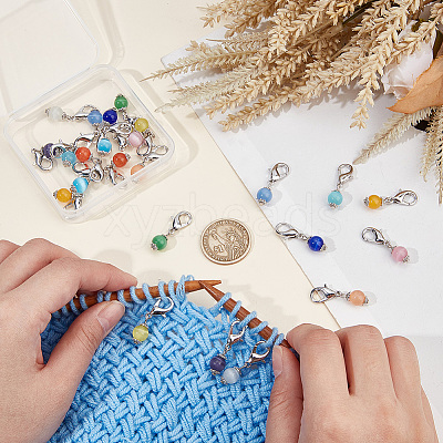 24Pcs 12 Colors Cat Eye Bead Pendant Stitch Marker HJEW-NB00010-1