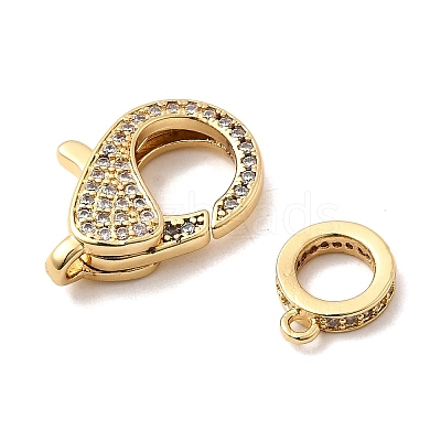 Brass Clear Cubic Zirconia Lobster Claw Clasps KK-Z078-50G-1