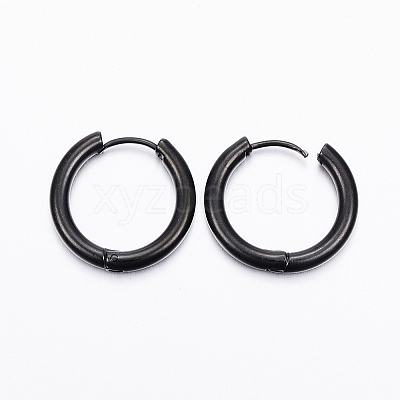 304 Stainless Steel Huggie Hoop Earrings LS-EJEW-F111-20mm-B-1