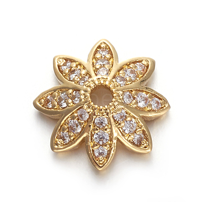 Brass Micro Pave Cubic Zirconia Bead Caps ZIRC-E158-12G-1
