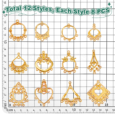 96Pcs 12 Styles Alloy Chandelier Component Links FIND-PH0026-57-1