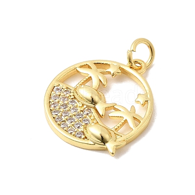 Brass Micro Pave Cubic Zirconia Pendants KK-P343-01B-G-1