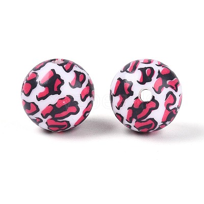 ABS Plastic Leopard Print Round Beads SACR-T017-75B-01-1