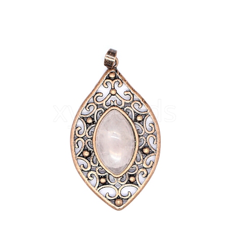 Retro Hollow Natural Rose Quartz Pendants PW-WGEF371-04-1