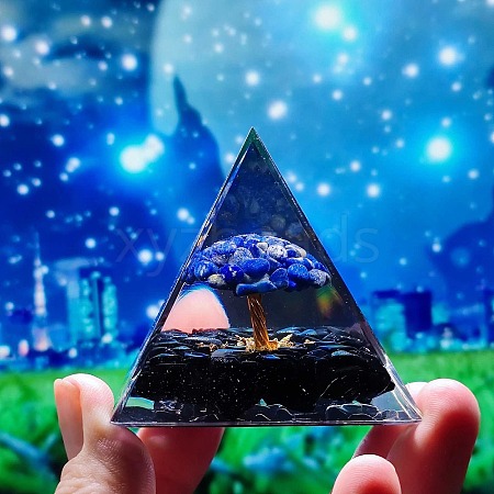 Orgonite Pyramid with Tree Resin Energy Generators PW-WG52F5B-07-1