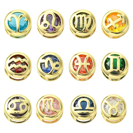 Brass Micro Pave Cubic Zirconia Spacer Beads KK-CJC0015-21G-1