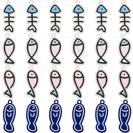 24Pcs 4 Colors Alloy Enamel Pendants FIND-SC0012-04-1