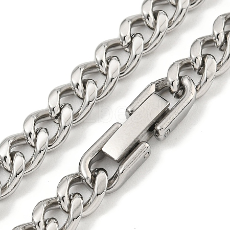 Non-Tarnish 201 Stainless Steel Cuban Link Chain Necklaces for Women and Men NJEW-F322-14P-02-1