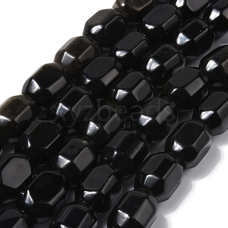 Natural Golden Sheen Obsidian Beads Strands G-F781-A10-01-1