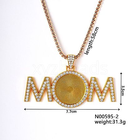 Simple and Stylish European and American Alloy Word Mom Pendant Necklace for Women LU8989-1-1