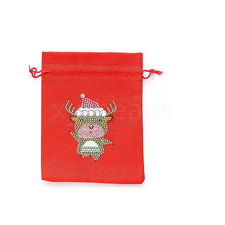 Christmas Theme DIY Diamond Painting Drawstring Gift Bag Kit DIAM-PW0010-72A-01-1