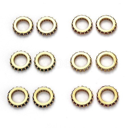 Brass Micro Pave Cubic Zirconia European Beads KK-B028-18G-1