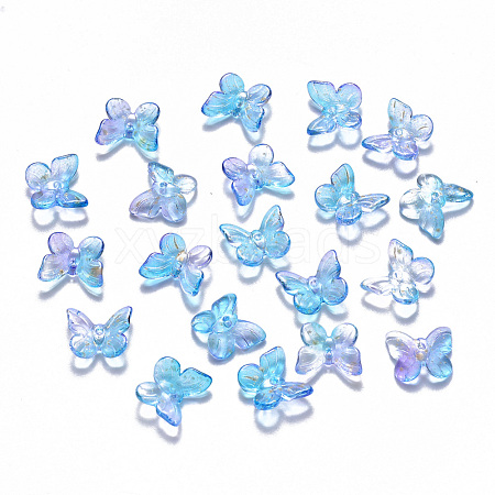 Two Tone Transparent Spray Painted Glass Charms X-GLAA-T016-22C-1