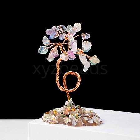 Natural Gemstone Chips and Natural Fluorite Pedestal Display Decorations G-PW0004-24G-1