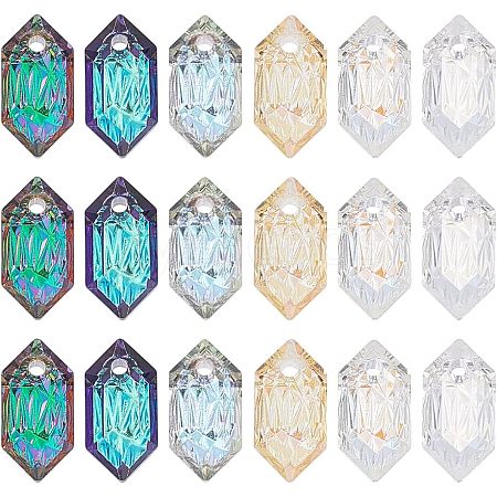 HOBBIESAY 18Pcs 6 Colors Embossed Glass Rhinestone Charms GLAA-HY0001-02-1