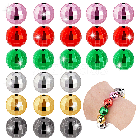 AHADERMAKER 60Pcs 6 Colors Opaque Acrylic Beads PACR-GA0001-01B-1