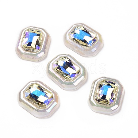 Rainbow Iridescent Plating Acrylic Cabochons OACR-E011-07-1