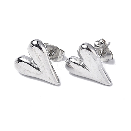 304 Stainless Steel Heart Stud Earrings for Women X-EJEW-F300-09P-1