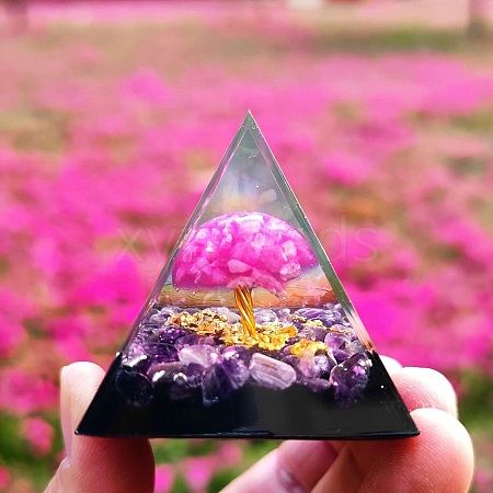 Orgonite Pyramid with Tree Resin Energy Generators PW-WG52F5B-13-1