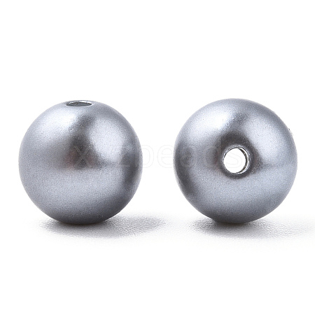 Spray Painted ABS Plastic Imitation Pearl Beads OACR-T015-05C-02-1