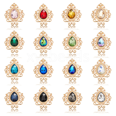   32Pcs 16 Colors Glass Rhinestone Cabochons FIND-PH0018-68-1