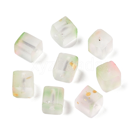 Frosted Glass Beads with Golden Glitter Powder X1-DGLA-NH001-8mm-01E-1