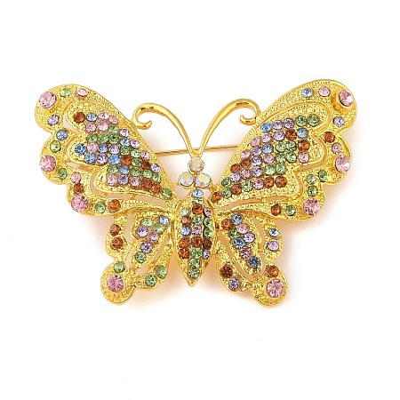 Butterfly Zinc Alloy Rhinestone Brooches for Backpack Clothes JEWB-S027-04B-1