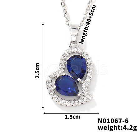 Elegant and Unique Style Brass & Glass Lock Collar Heart Pendant Necklaces for Women FN1868-6-1