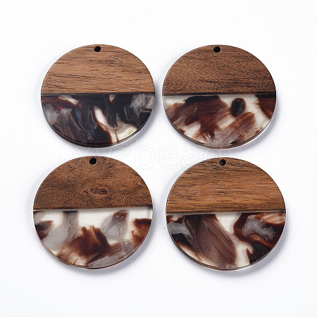 Transparent Resin & Walnut Wood Pendants LS-X-RESI-T035-35E-1