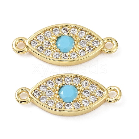 Rack Plating Brass Pave Cubic Zirconia Connector Charms KK-B076-09G-1