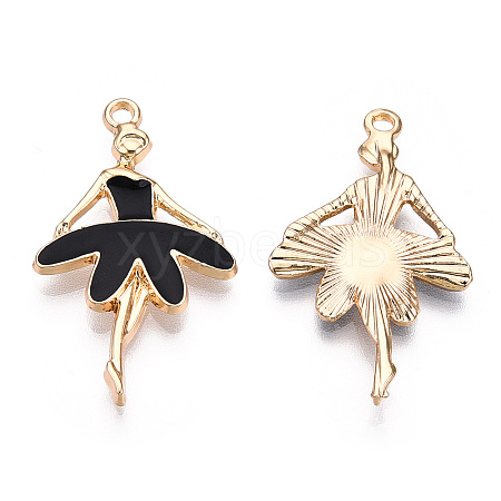 Light Gold Plated Alloy Pendants X-ENAM-T009-18A-1