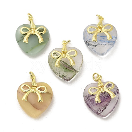 Rack Plating Handmade Lampwork Pendants KK-C037-10G-1