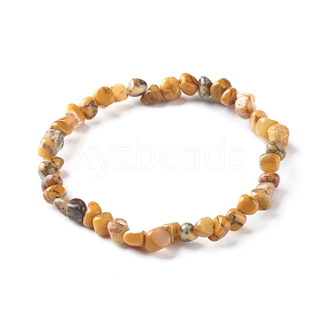 Natural Moss Agate Chip Beads Bracelet for Girl Women BJEW-JB06748-07-1