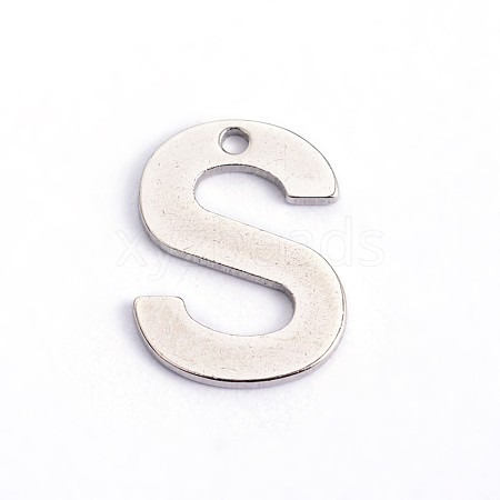 Tarnish Resistant 304 Stainless Steel Letter Charms STAS-O072-S-1