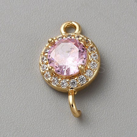 Light Gold Plated Brass Pave Cubic Zirconia Connector Charms KK-CJC0001-41KCG-03-1