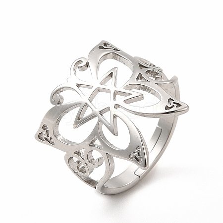 304 Stainless Steel Butterfly with Star Adjustable Ring for Women RJEW-B027-08P-1