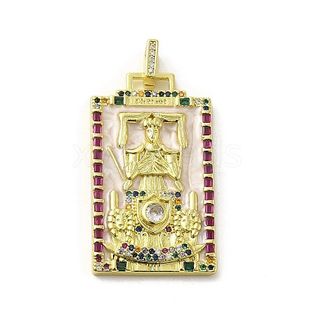 Brass Micro Pave Cubic Zirconia Pendants with Enamel KK-H458-03G-16-1