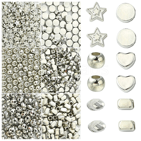 600Pcs 6 Styles CCB Plastic Beads Sets CCB-YW0001-48-1