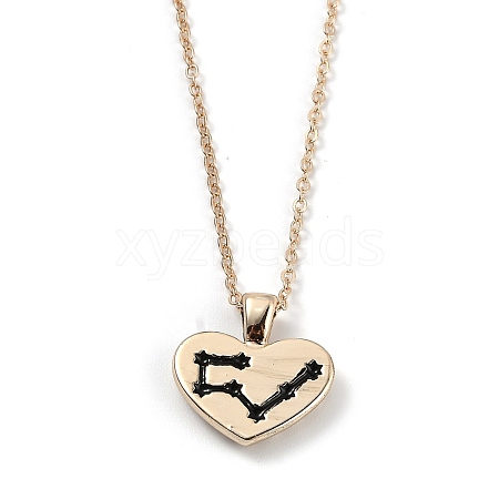 Golden Plated Heart with Constellation/Zodiac Sign Alloy Enamel Pendant Necklaces NJEW-H214-A06-G-1