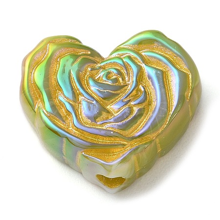 Metal Enlaced Heart Rose Opaque Acrylic Bead OACR-Q190-01B-1