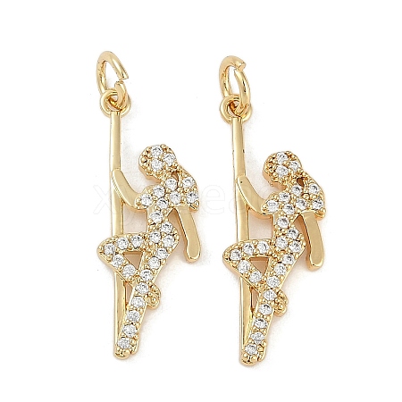 Rack Plating Brass Micro Pave Cubic Zirconia Pendants KK-H509-09G-1