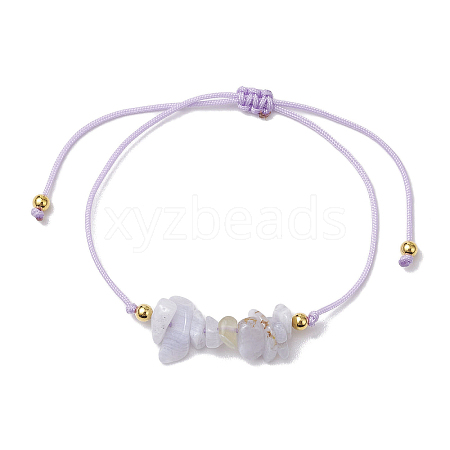 Natural Blue Lace Agate Braided Bead Bracelets BJEW-JB11155-05-1