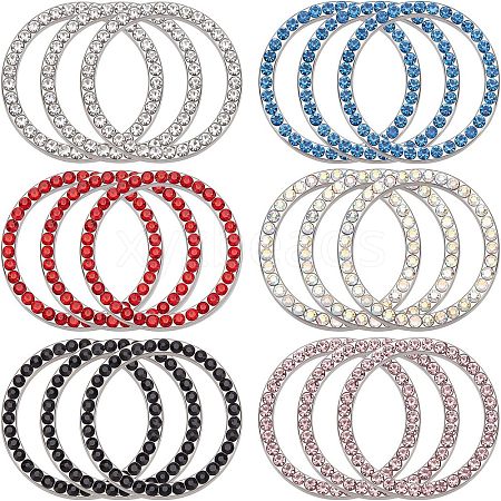 SUPERFINDINGS 18Pcs 6 Colors Self Adhesive Zinc Alloy with Rhinestone Car Stickers DIY-FH0002-73-1