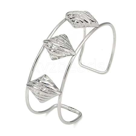 Non-Tarnish 304 Stainless Steel Wide Textured Open Cuff Bangles BJEW-Q348-05P-09-1