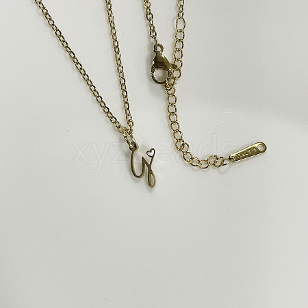 304 Stainless Steel Letter Pendant Necklaces NJEW-WH0027-04G-G-NR-1
