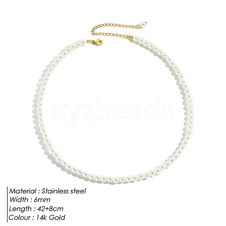 Elegant High-Quality Non-Fading 6mm Round Natural Pearl Beaded Necklaces for Women VI2074-4-1