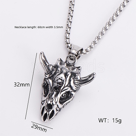 Gothic 316 Surgical Stainless Steel Pendant Box Chain Necklaces for Men ZF3615-4-1