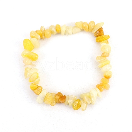 Natural Yellow Jade Chips Beaded Stretch Bracelet for Women PW-WG72437-18-1